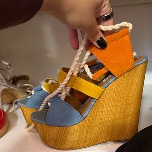 Colorful Platform Wedge Sandals